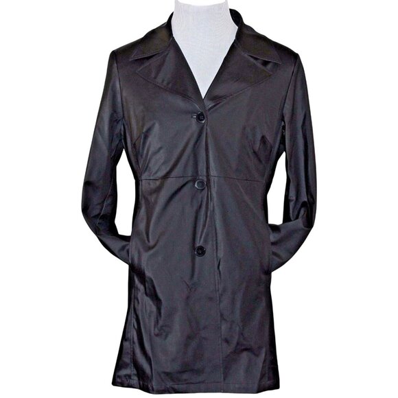 Braetan Jackets & Blazers - Braetan Large 3 Button Lined Outerwear Black Modern Packable Rain Trench Coat